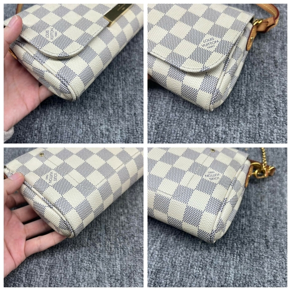 Auth Louis Vuitton Favorite MM White Damier Azur Shoulder Bag 835-110524 - Picture 10 of 16
